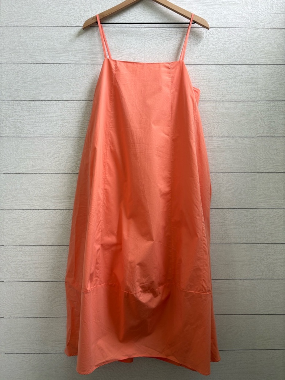 Anthropologie Self Contrast Bare Sleeveless Barrel Cotton Midi Dress Coral M - Picture 8 of 16